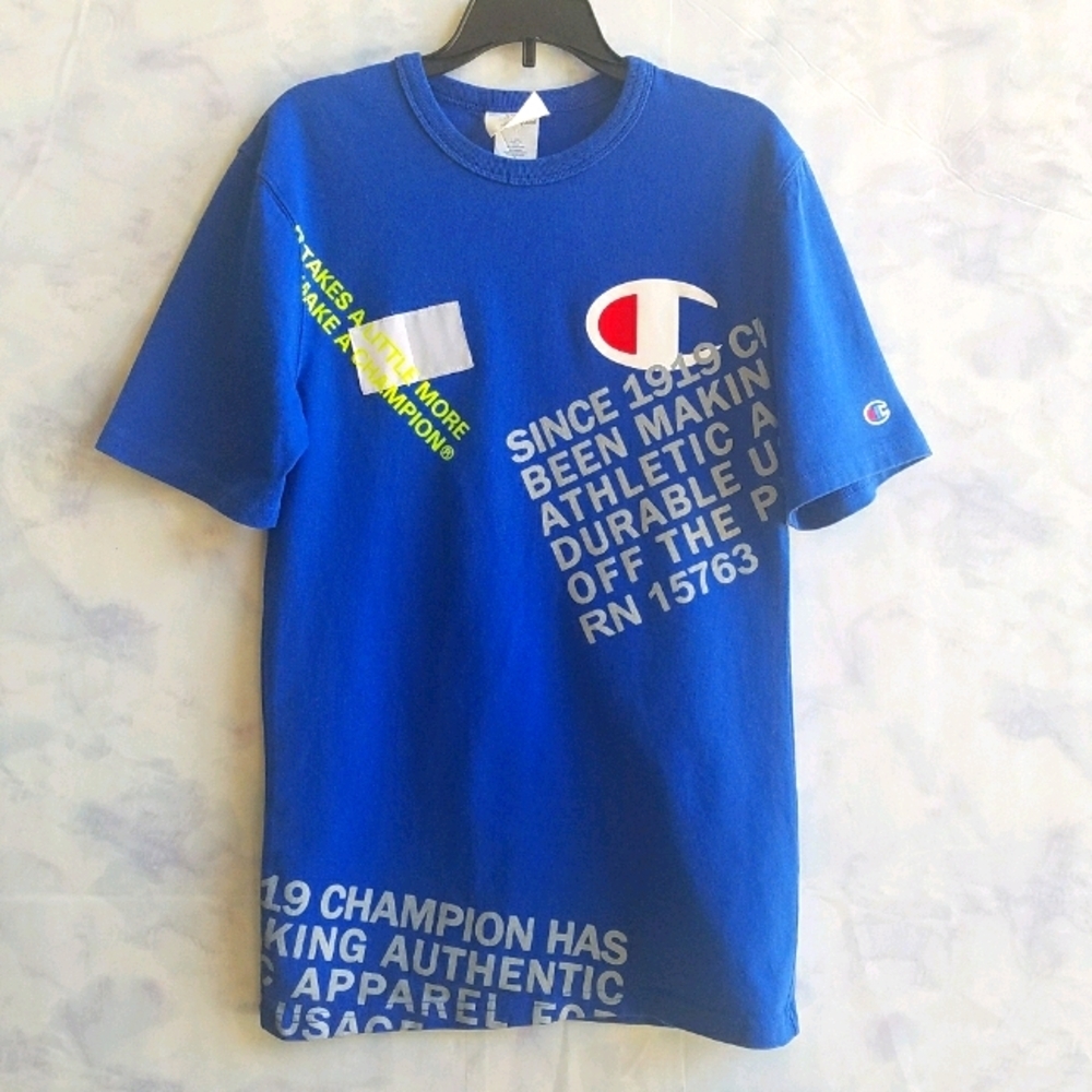 Champion Logo Graphic T Shirt Blue Men's Size S